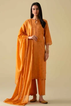 3 Piece - Printed Embroidered Suit - KFE26-115