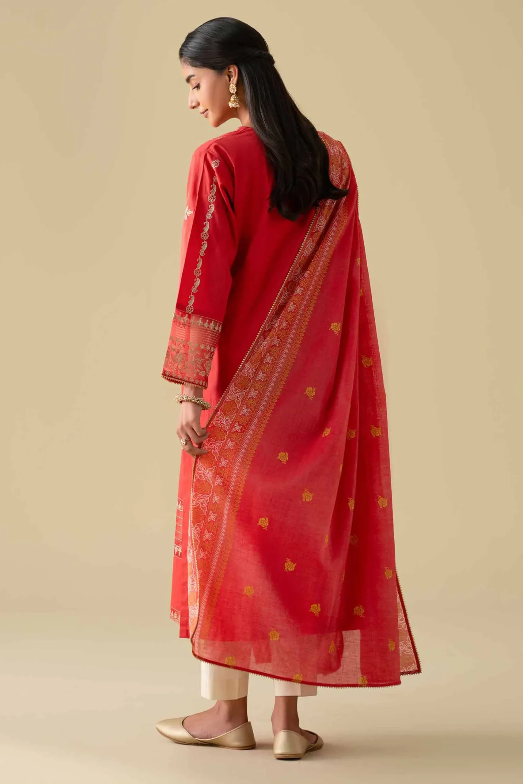 2 Piece - Printed Embroidered Suit - KFE26-27