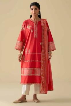 2 Piece - Printed Embroidered Suit - KFE26-27