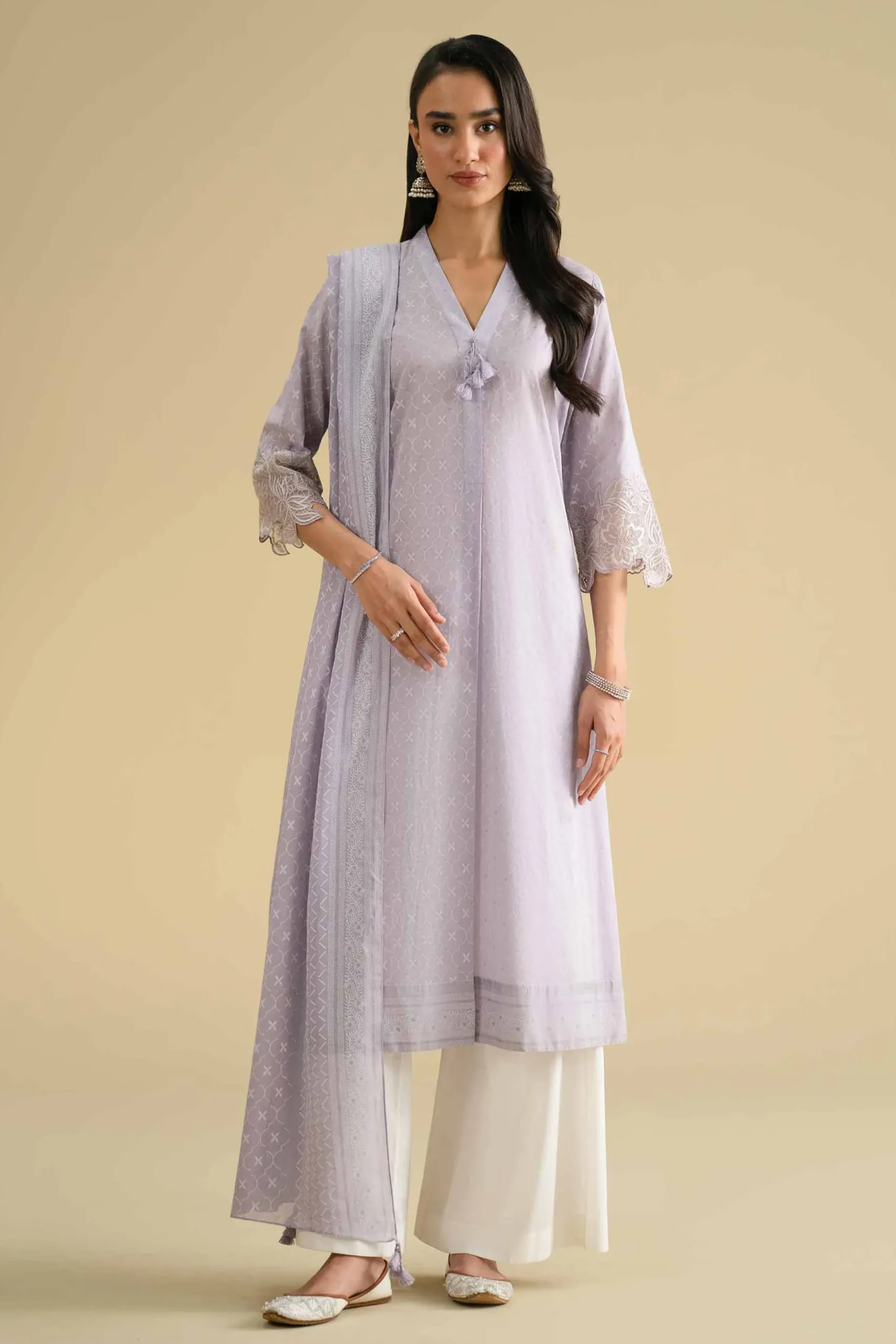 2 Piece - Printed Embroidered Suit - KFE26-28