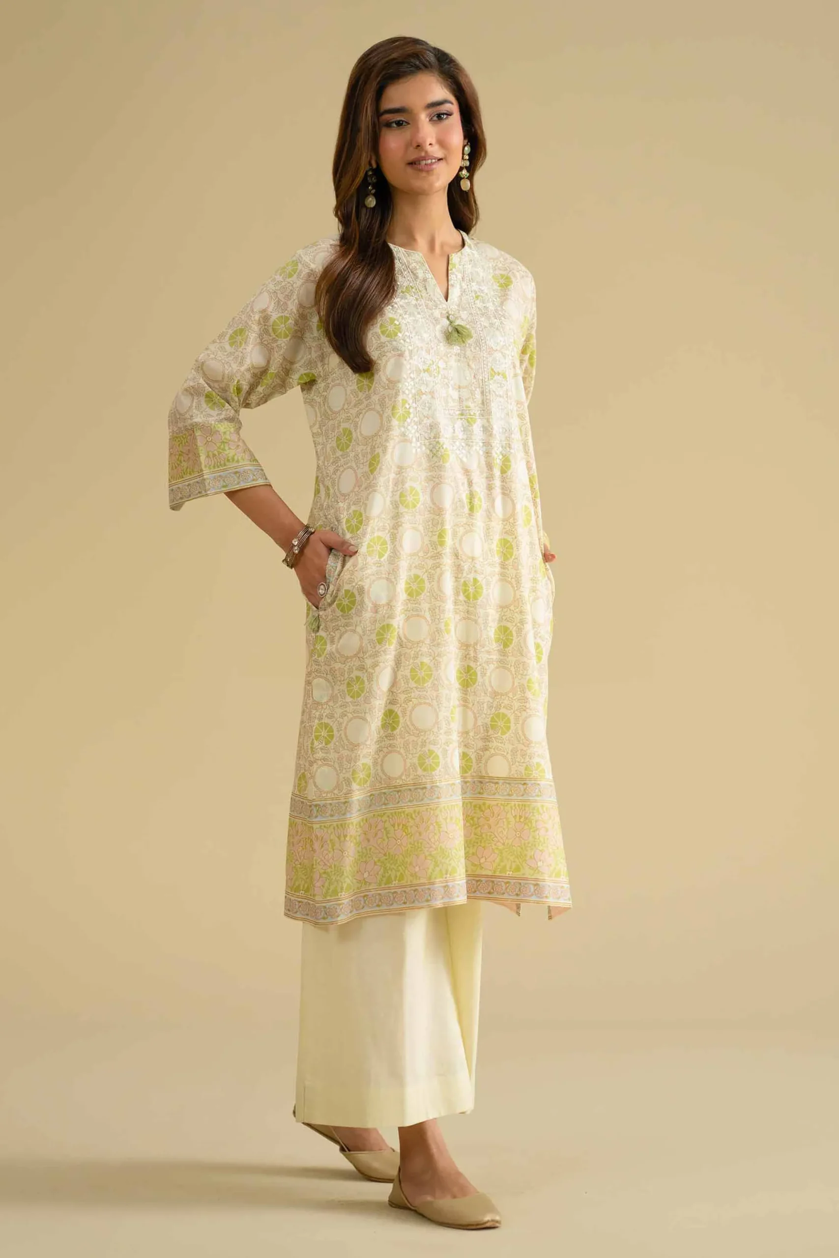 2 Piece - Printed Embroidered Suit - KFE26-63