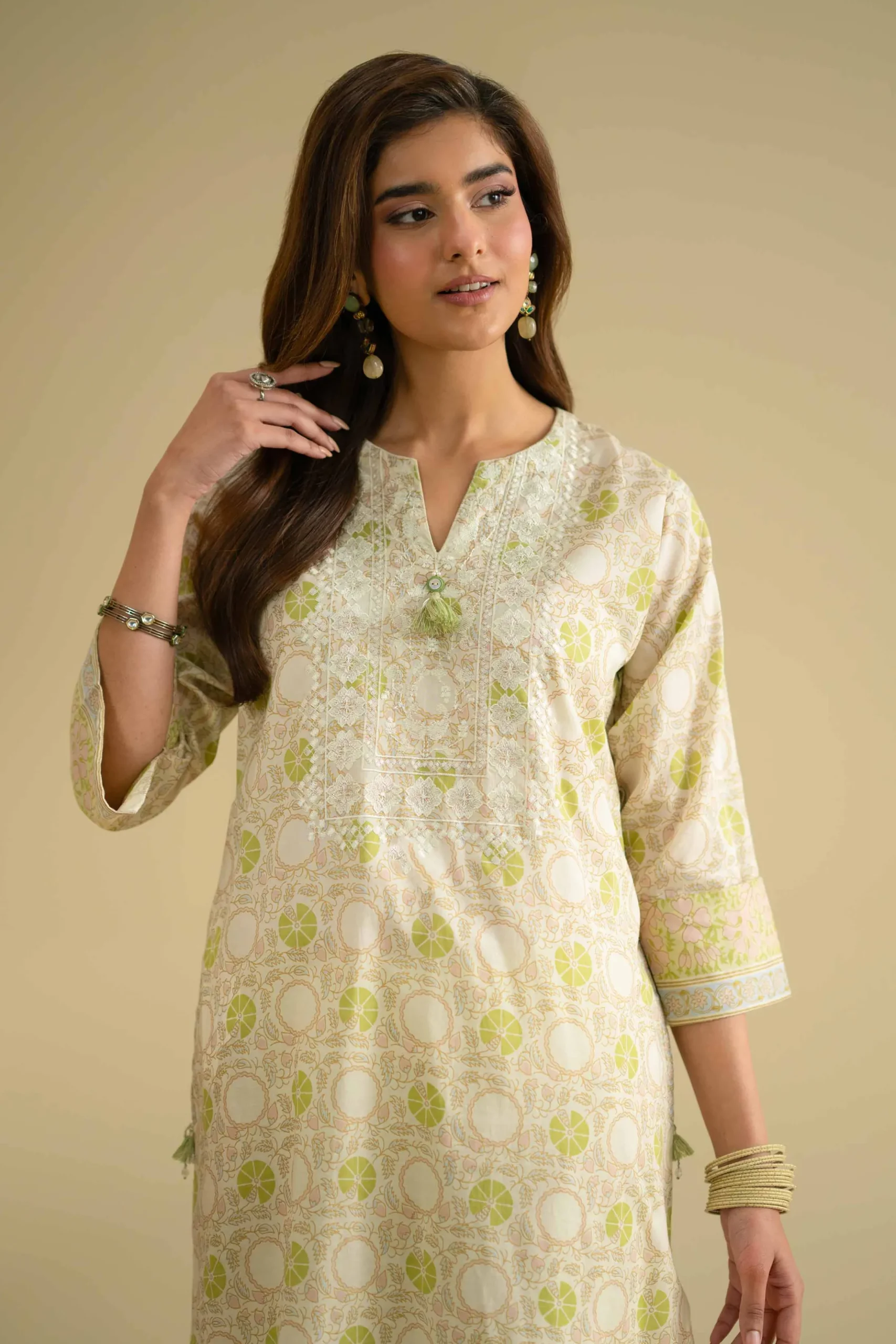 2 Piece - Printed Embroidered Suit - KFE26-63