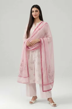 3 Piece - Printed Embroidered Suit - KFE26-107