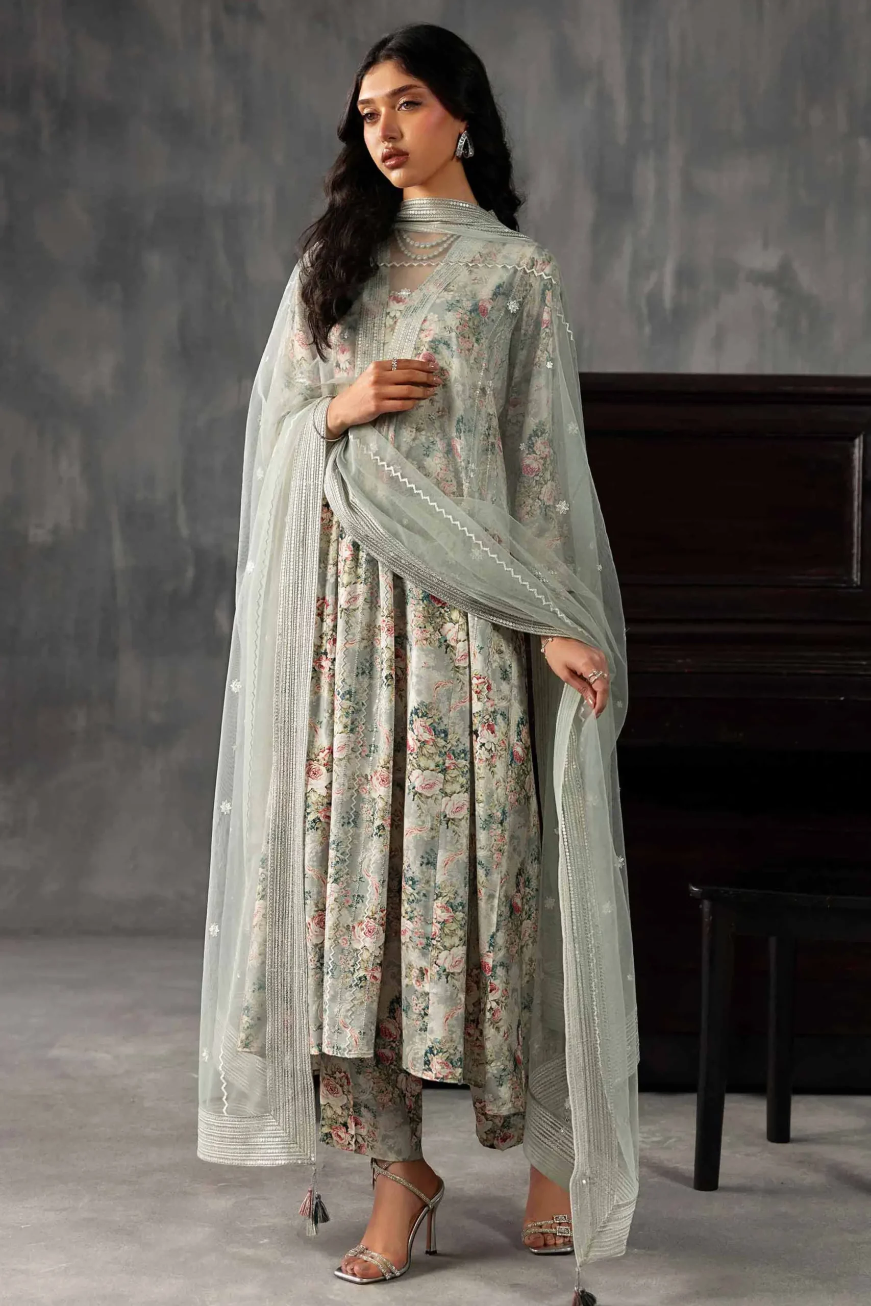 3 Piece - Printed Embroidered Suit - KFE26-130