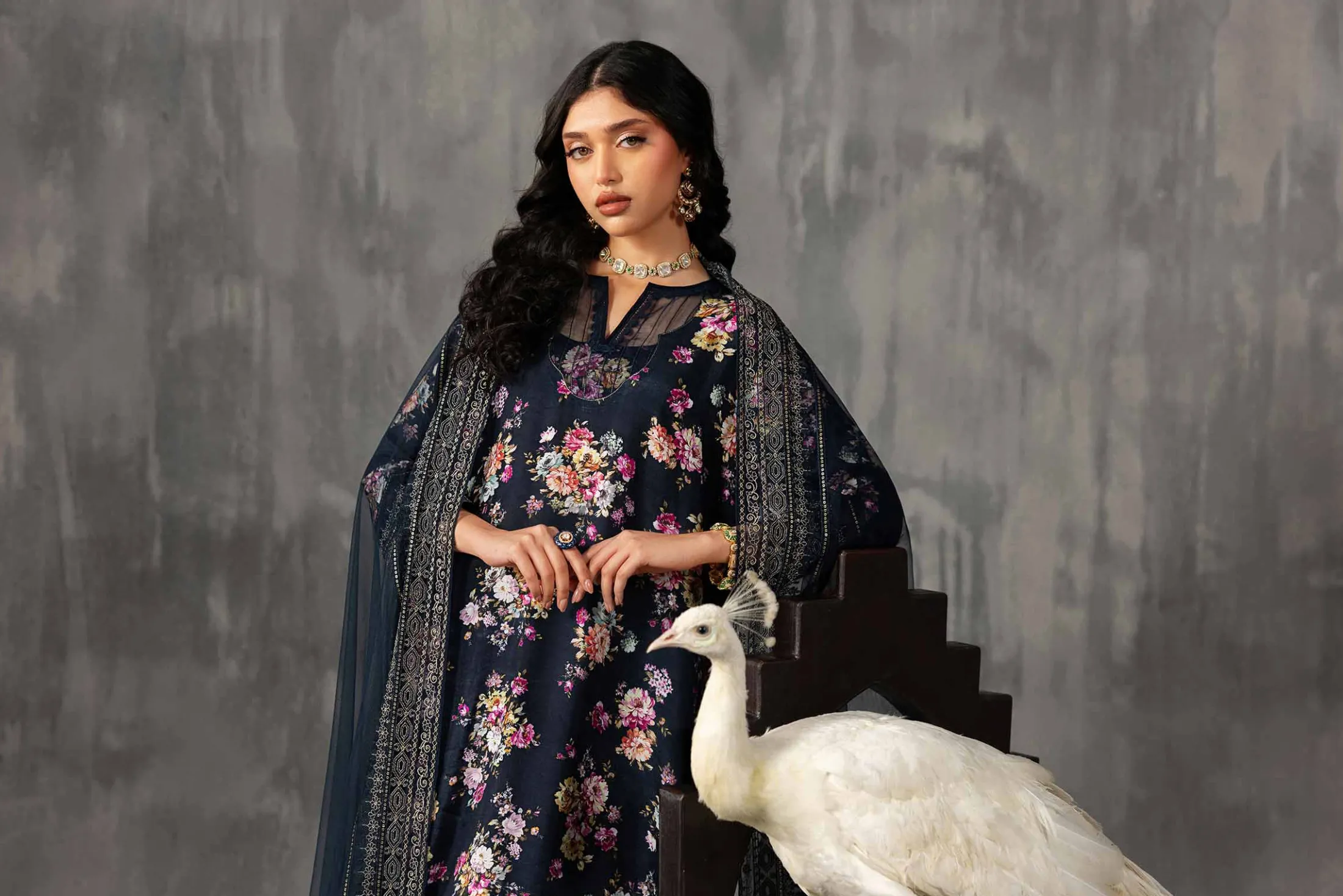 3 Piece - Printed Embroidered Suit - KFE26-118