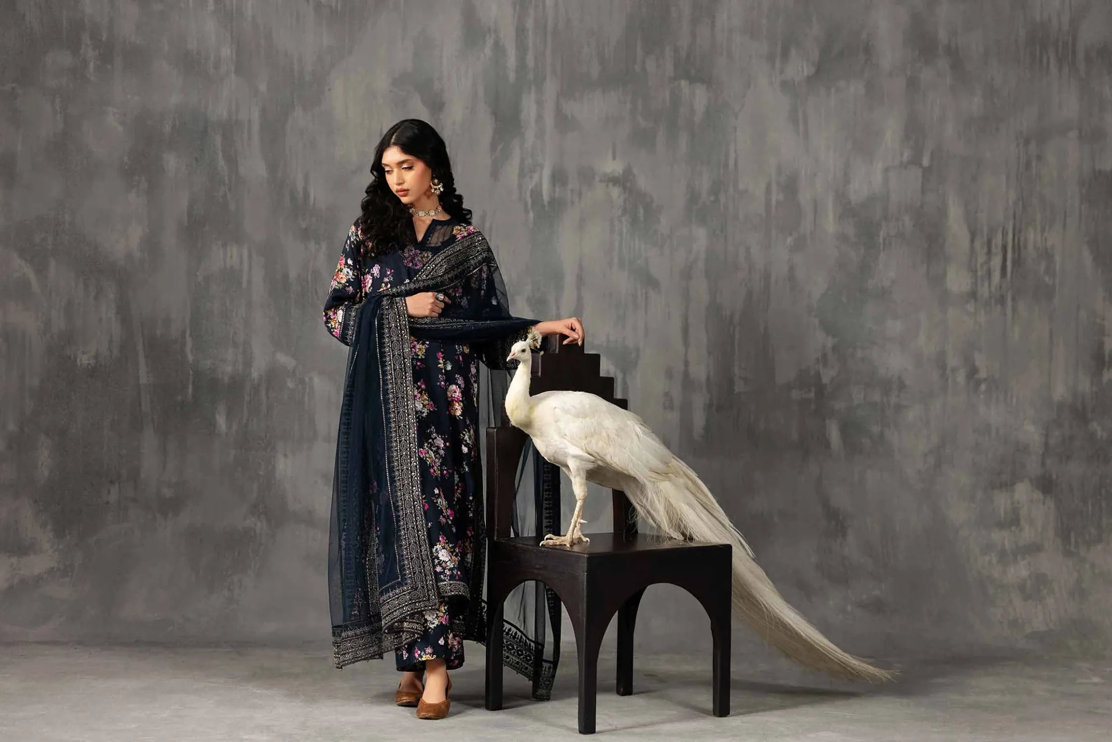 3 Piece - Printed Embroidered Suit - KFE26-118