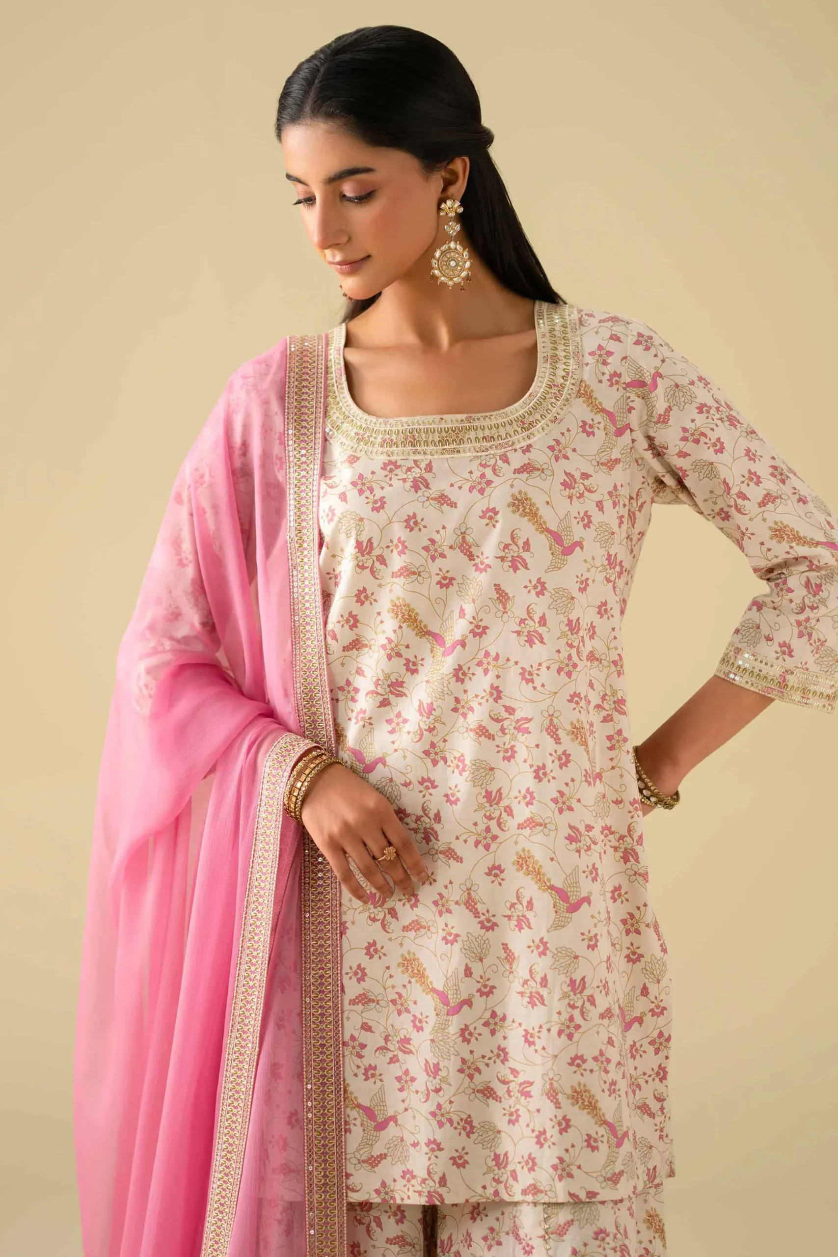 3 Piece - Printed Embroidered Suit - KFE26-117