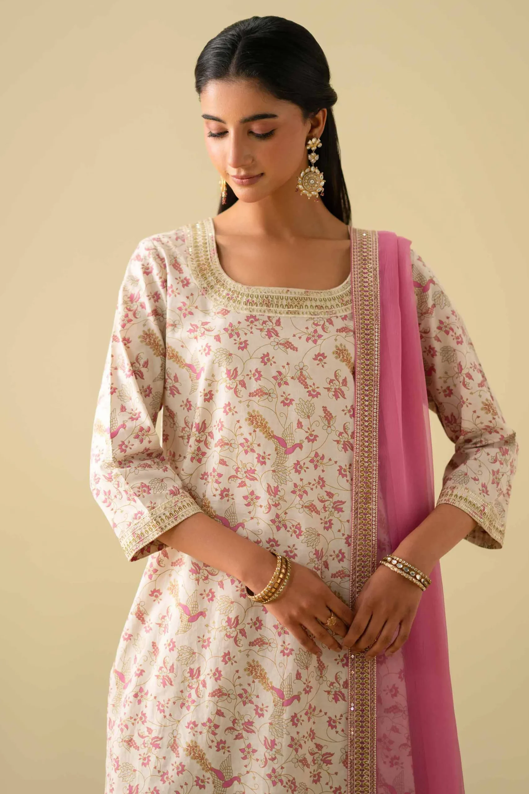 3 Piece - Printed Embroidered Suit - KFE26-117