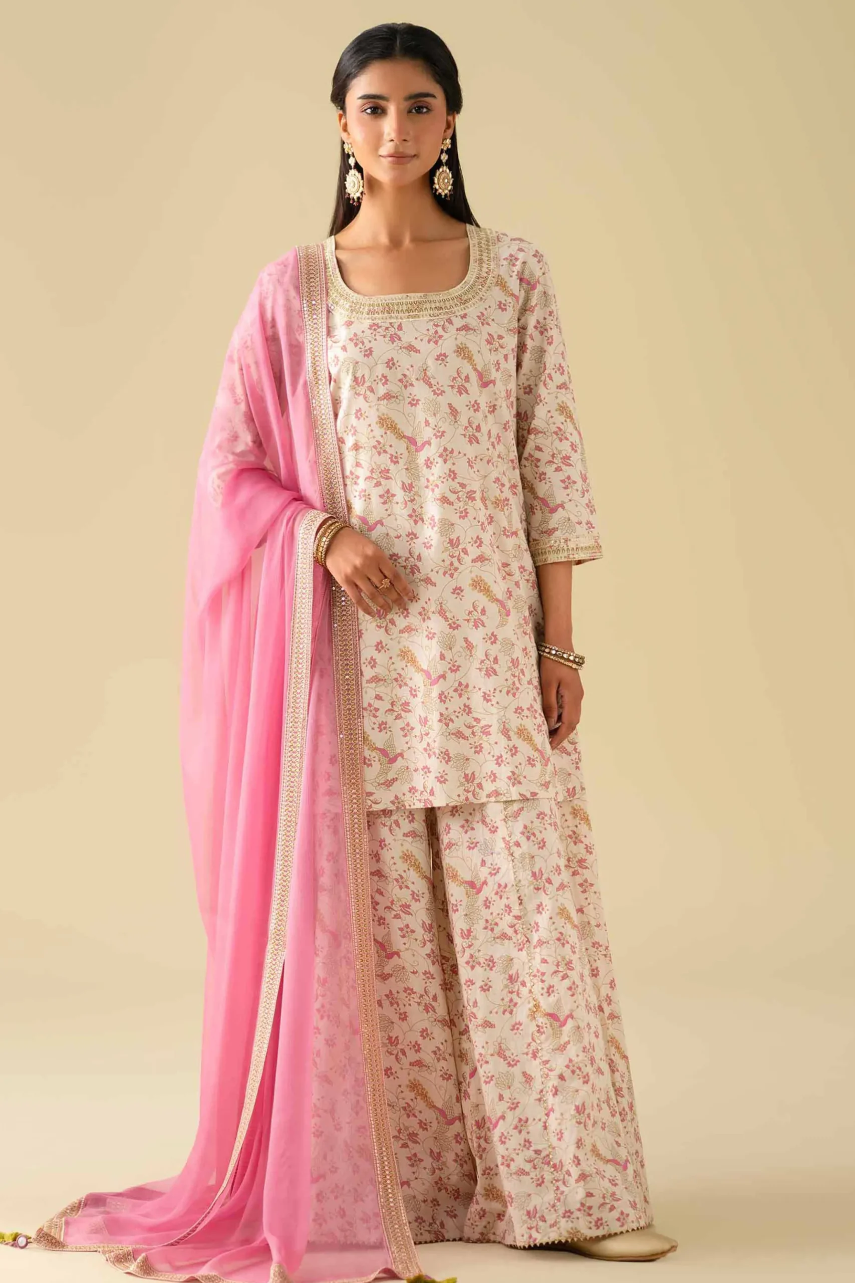 3 Piece - Printed Embroidered Suit - KFE26-117