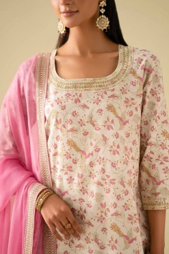 3 Piece - Printed Embroidered Suit - KFE26-117
