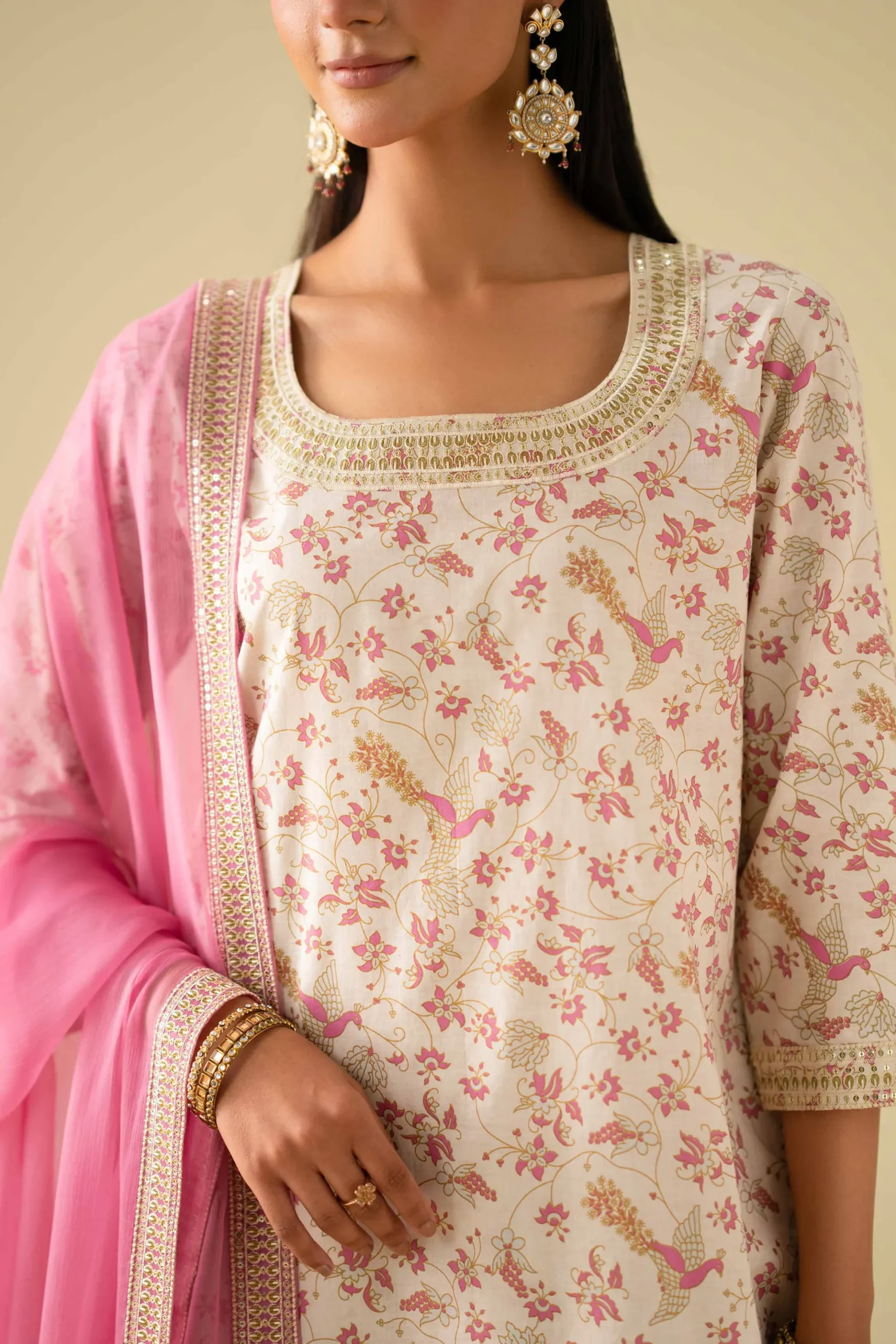 3 Piece - Printed Embroidered Suit - KFE26-117