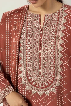 3 Piece - Printed Embroidered Suit - 42519601