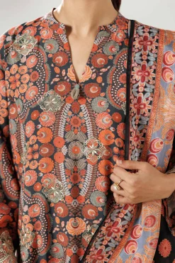 3 Piece - Printed Embroidered Suit - 42519603