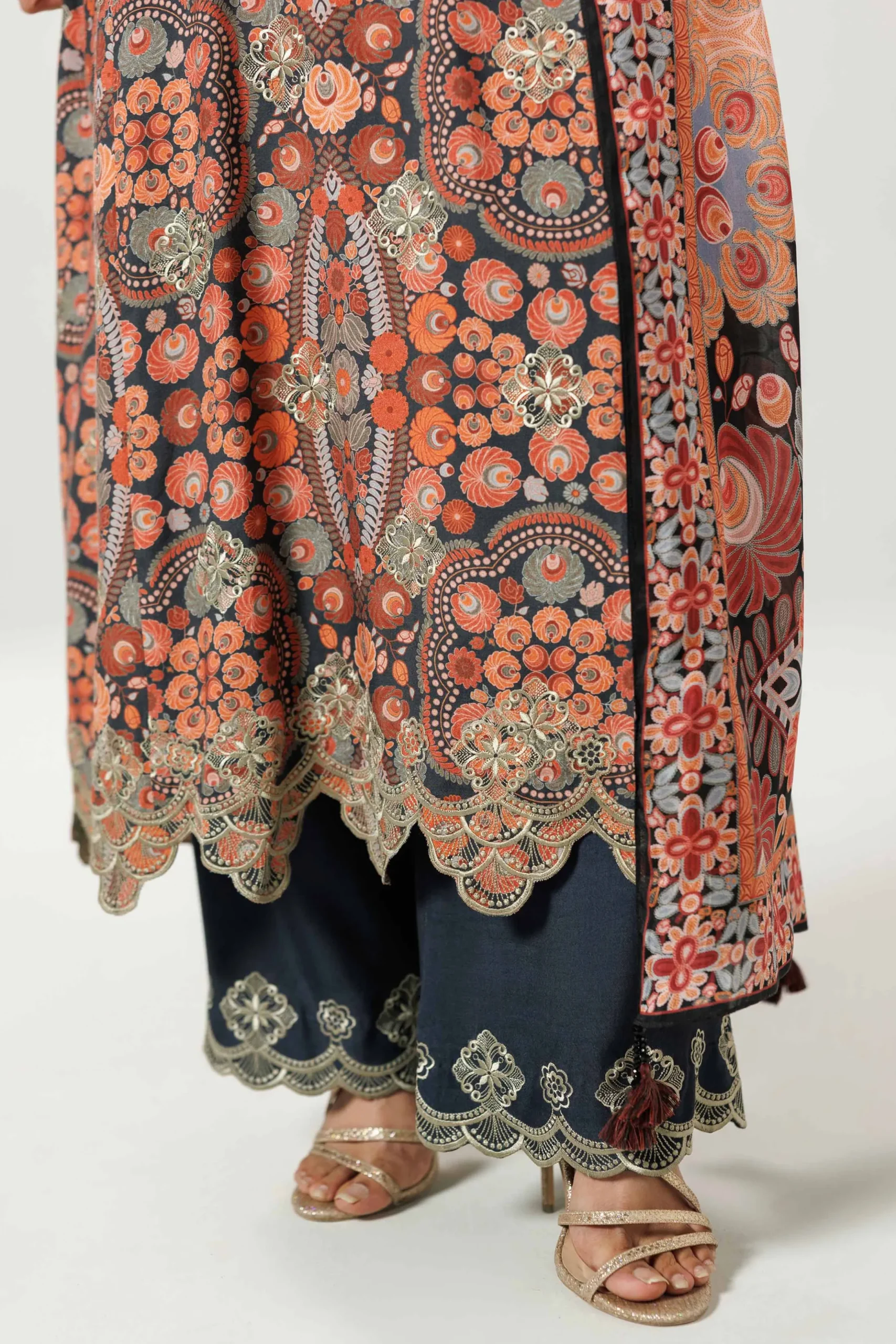 3 Piece - Printed Embroidered Suit - 42519603
