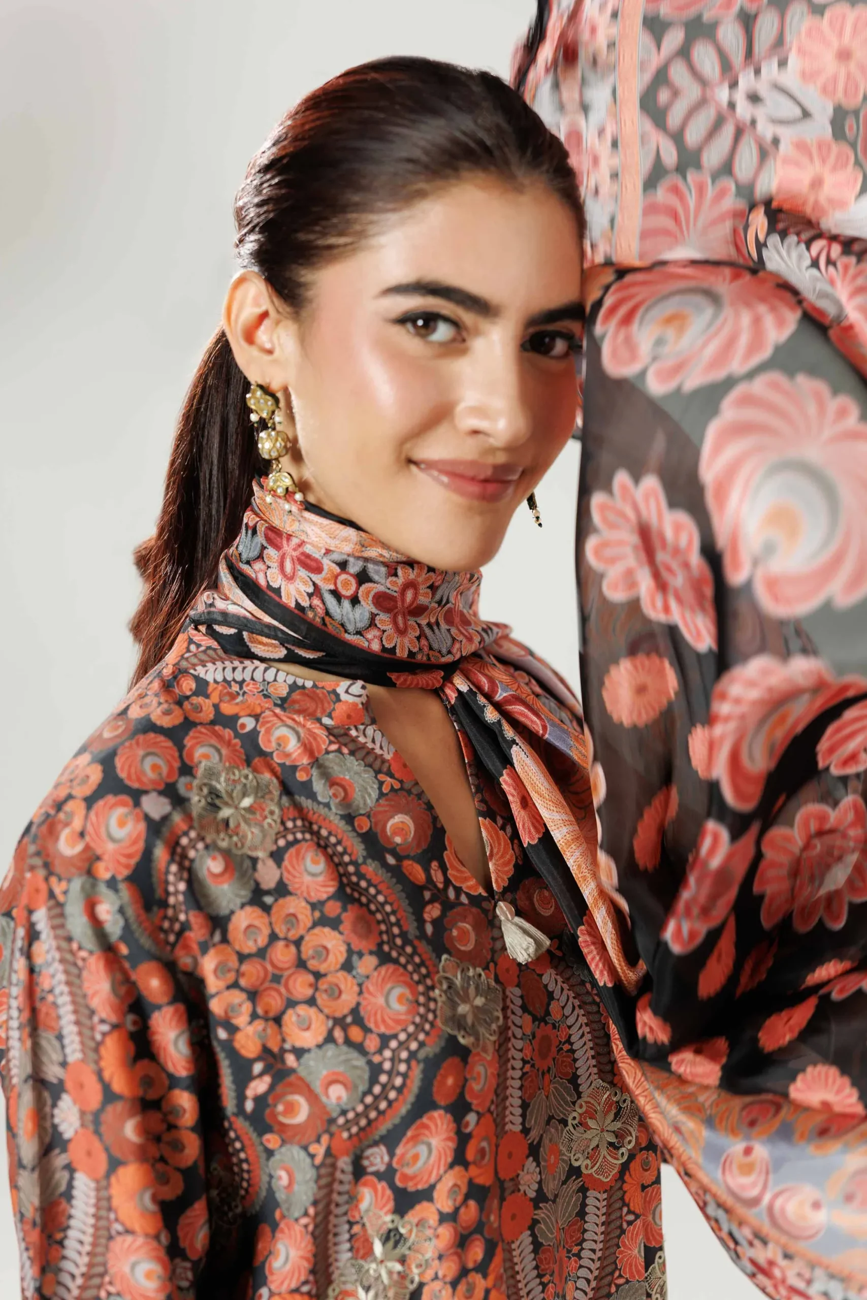 3 Piece - Printed Embroidered Suit - 42519603