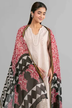 3 Piece - Printed Embroidered Suit - 42619949