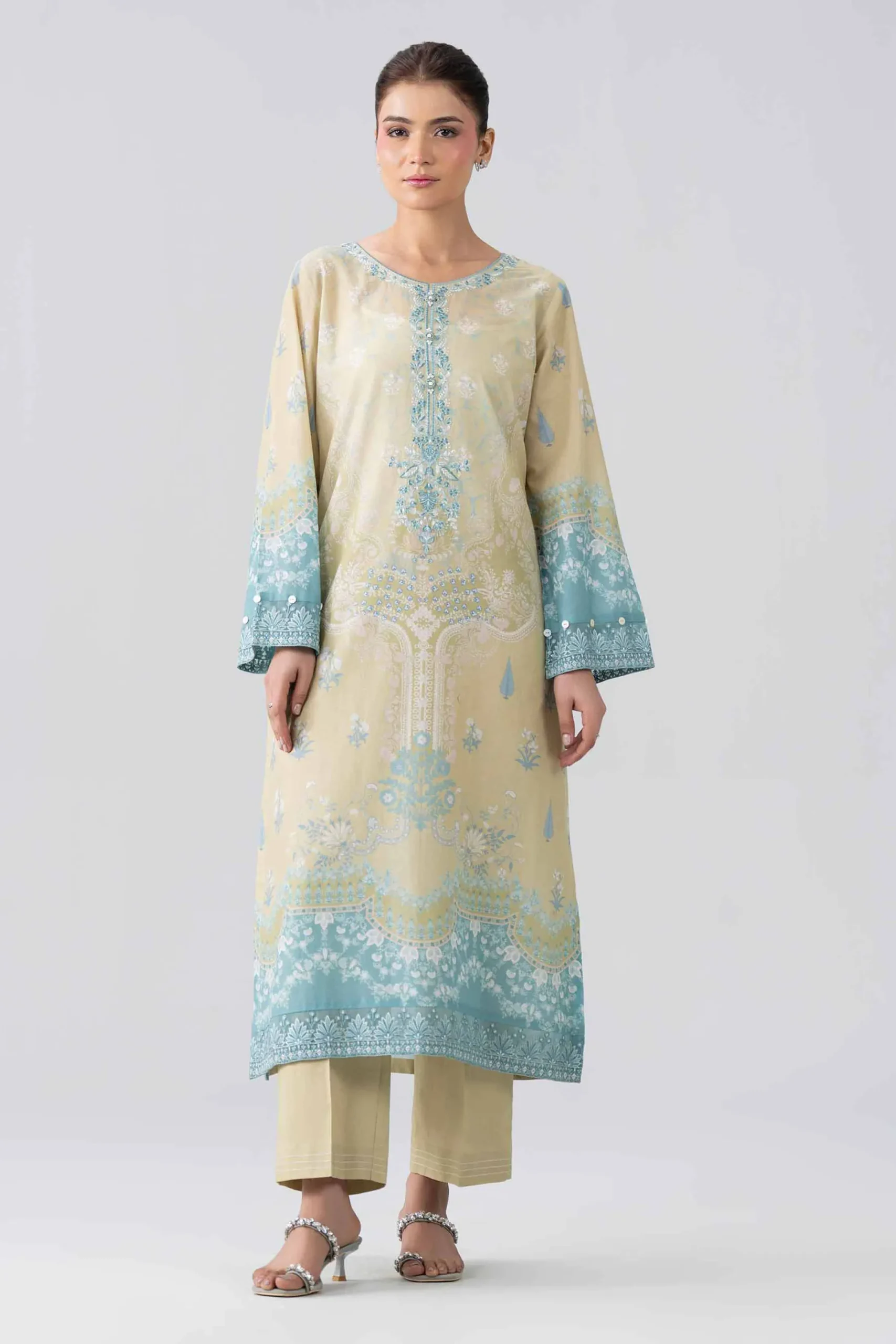 2 Piece - Printed Embroidered Suit - PE26-591