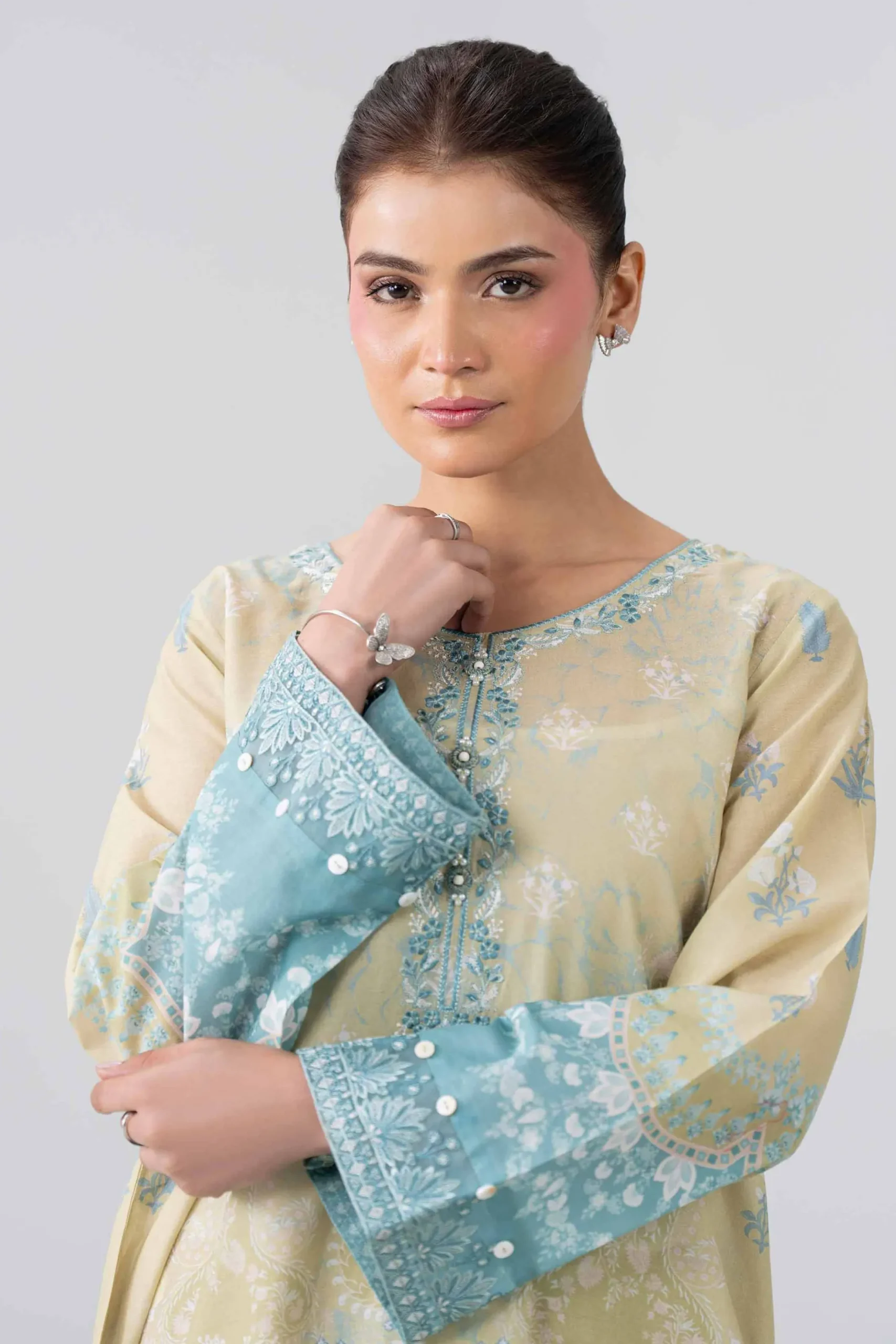 2 Piece - Printed Embroidered Suit - PE26-591