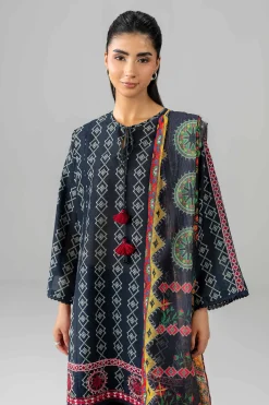 3 Piece - Printed Embroidered Suit - PE26-506