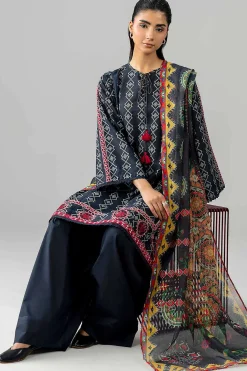 3 Piece - Printed Embroidered Suit - PE26-506