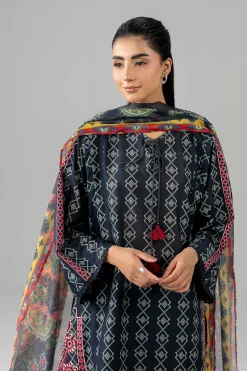 3 Piece - Printed Embroidered Suit - PE26-506