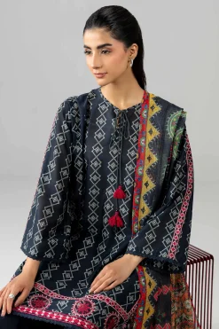 3 Piece - Printed Embroidered Suit - PE26-506