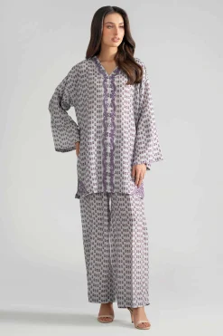 2 Piece - Printed Embroidered Suit - PE26-353