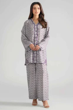 2 Piece - Printed Embroidered Suit - PE26-353