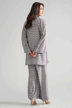 2 Piece - Printed Embroidered Suit - PE26-353