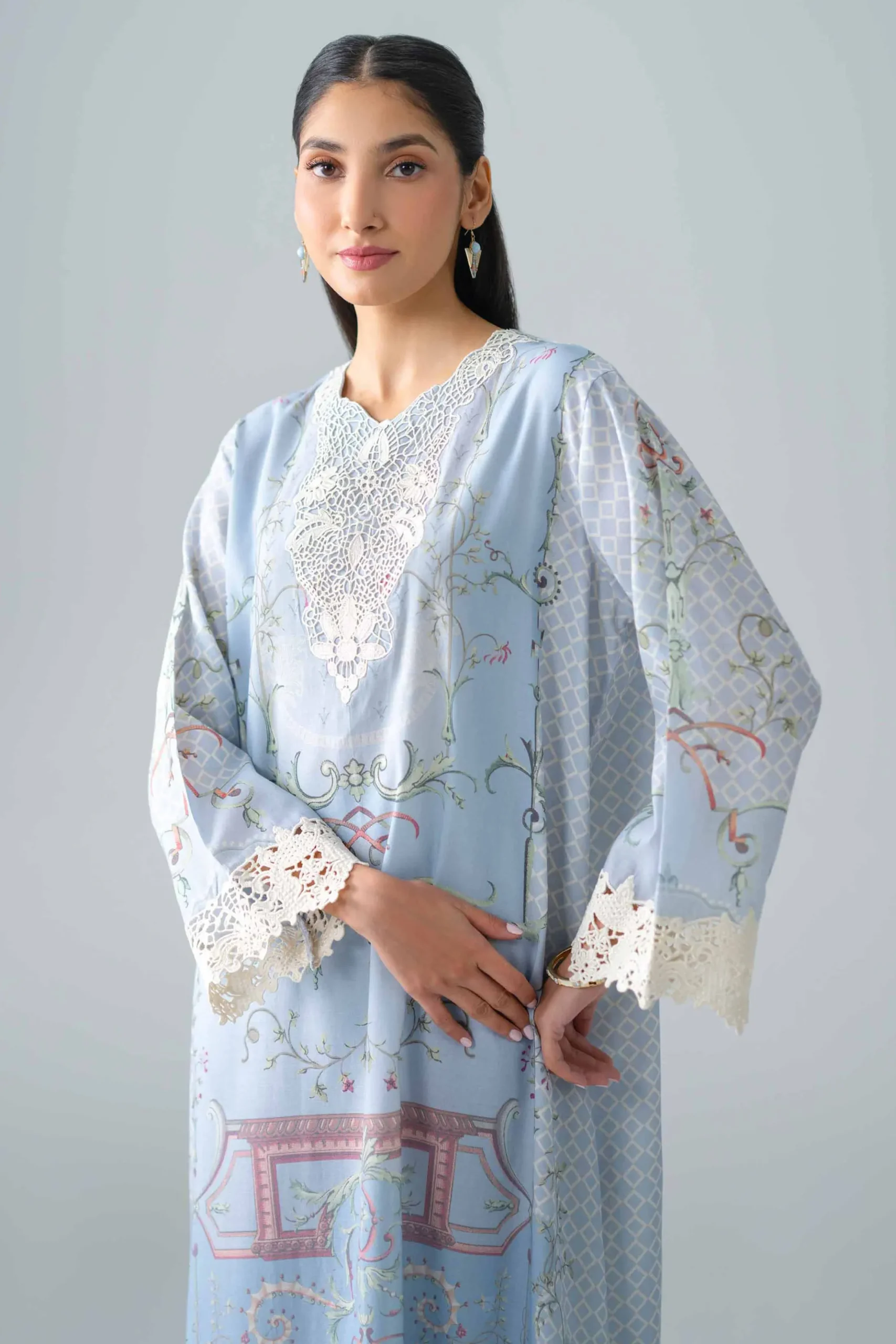 2 Piece - Printed Embroidered Suit - PE26-484