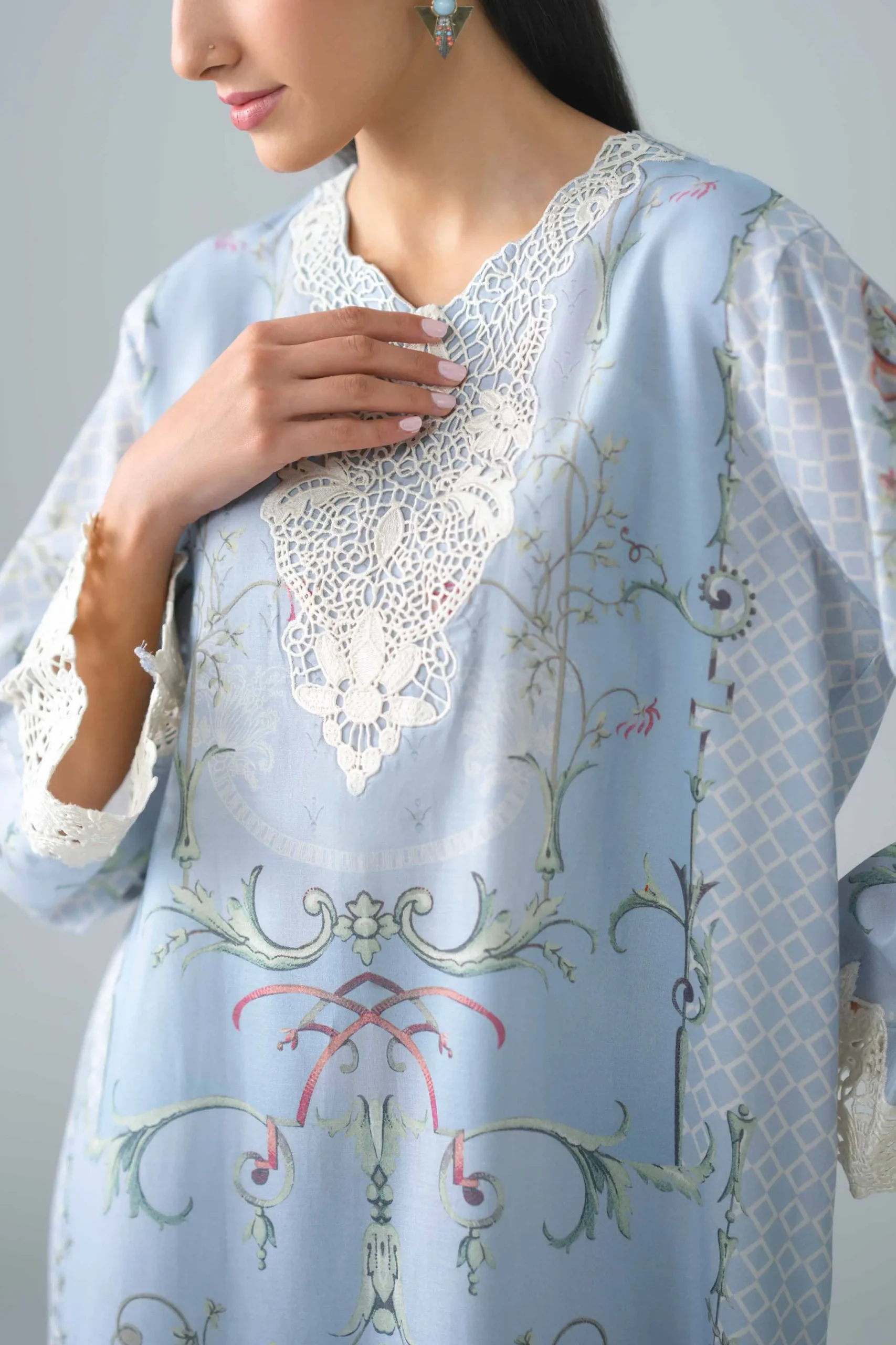 2 Piece - Printed Embroidered Suit - PE26-484