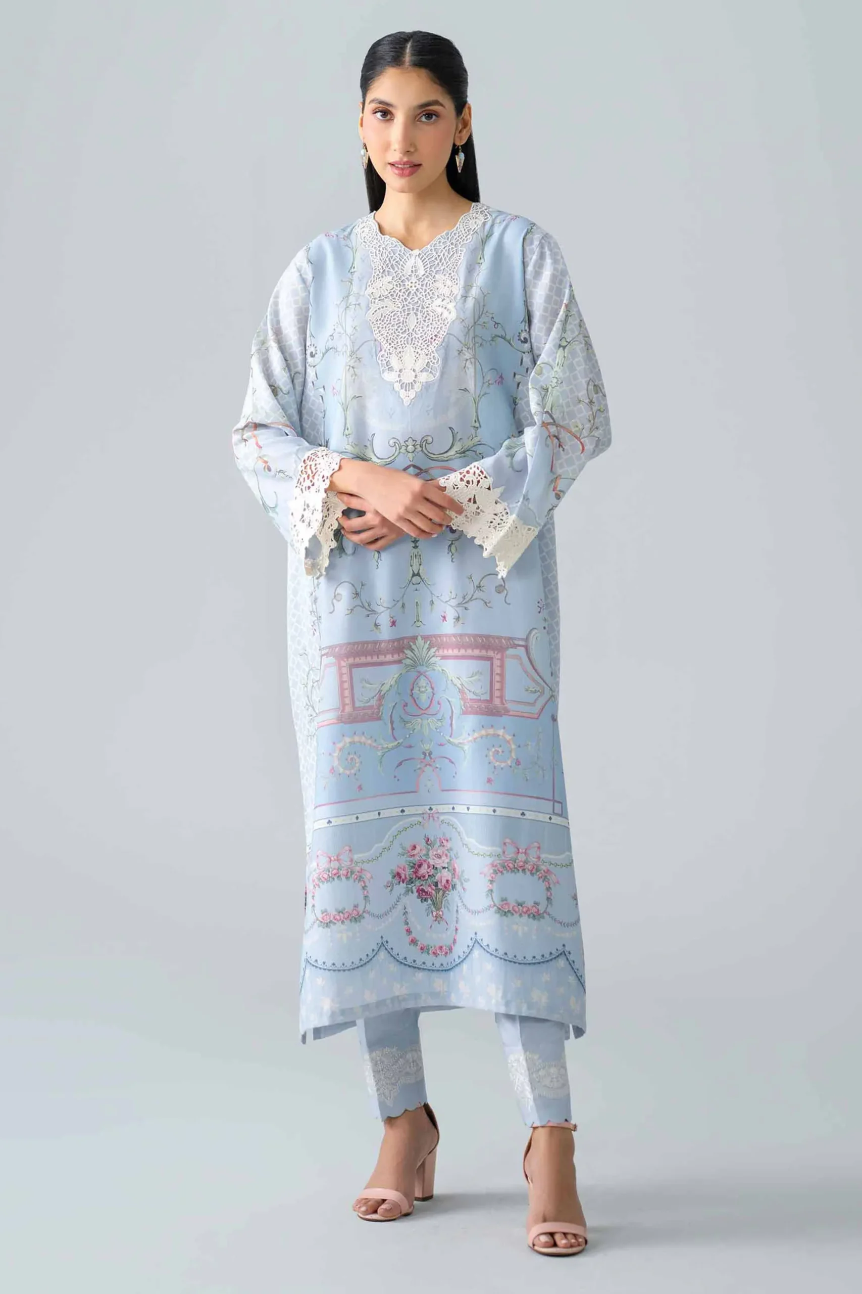 2 Piece - Printed Embroidered Suit - PE26-484