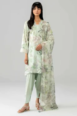 3 Piece - Printed Embroidered Suit - PE26-495