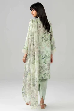 3 Piece - Printed Embroidered Suit - PE26-495