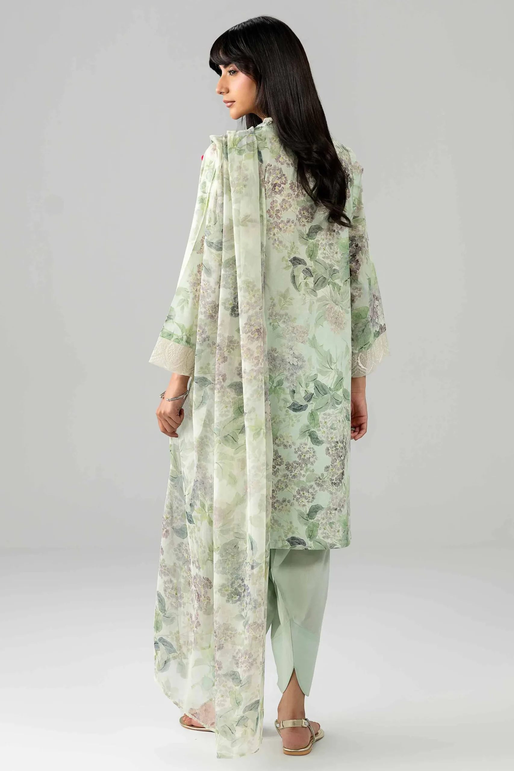 3 Piece - Printed Embroidered Suit - PE26-495