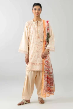 3 Piece - Printed Embroidered Suit - PE26-500