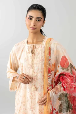 3 Piece - Printed Embroidered Suit - PE26-500