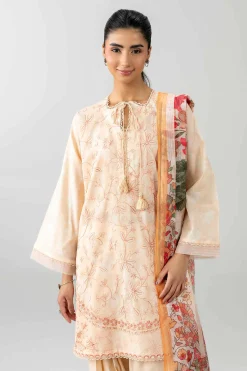 3 Piece - Printed Embroidered Suit - PE26-500