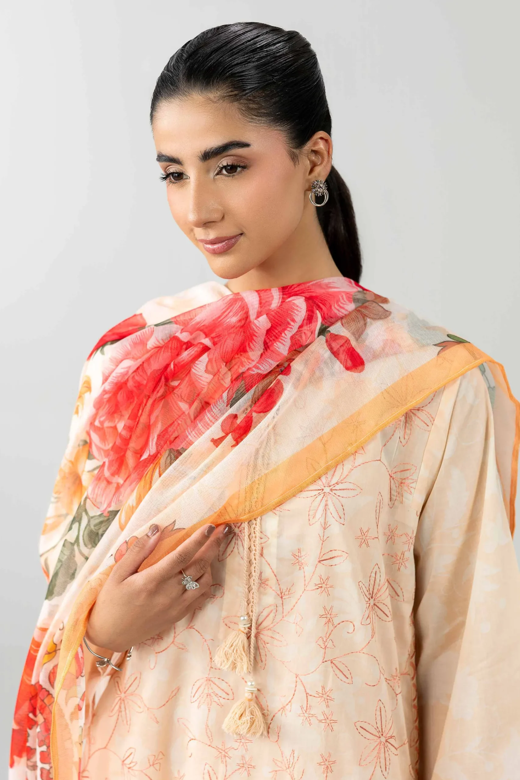 3 Piece - Printed Embroidered Suit - PE26-500