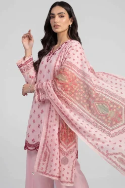 3 Piece - Printed Embroidered Suit - PE26-501