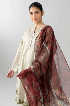3 Piece - Printed Embroidered Suit - PE26-502