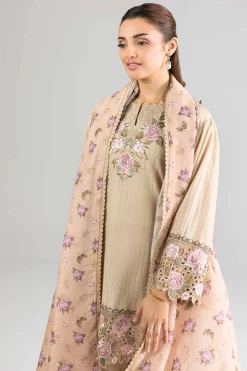 3 Piece - Printed Embroidered Suit - PE26-113