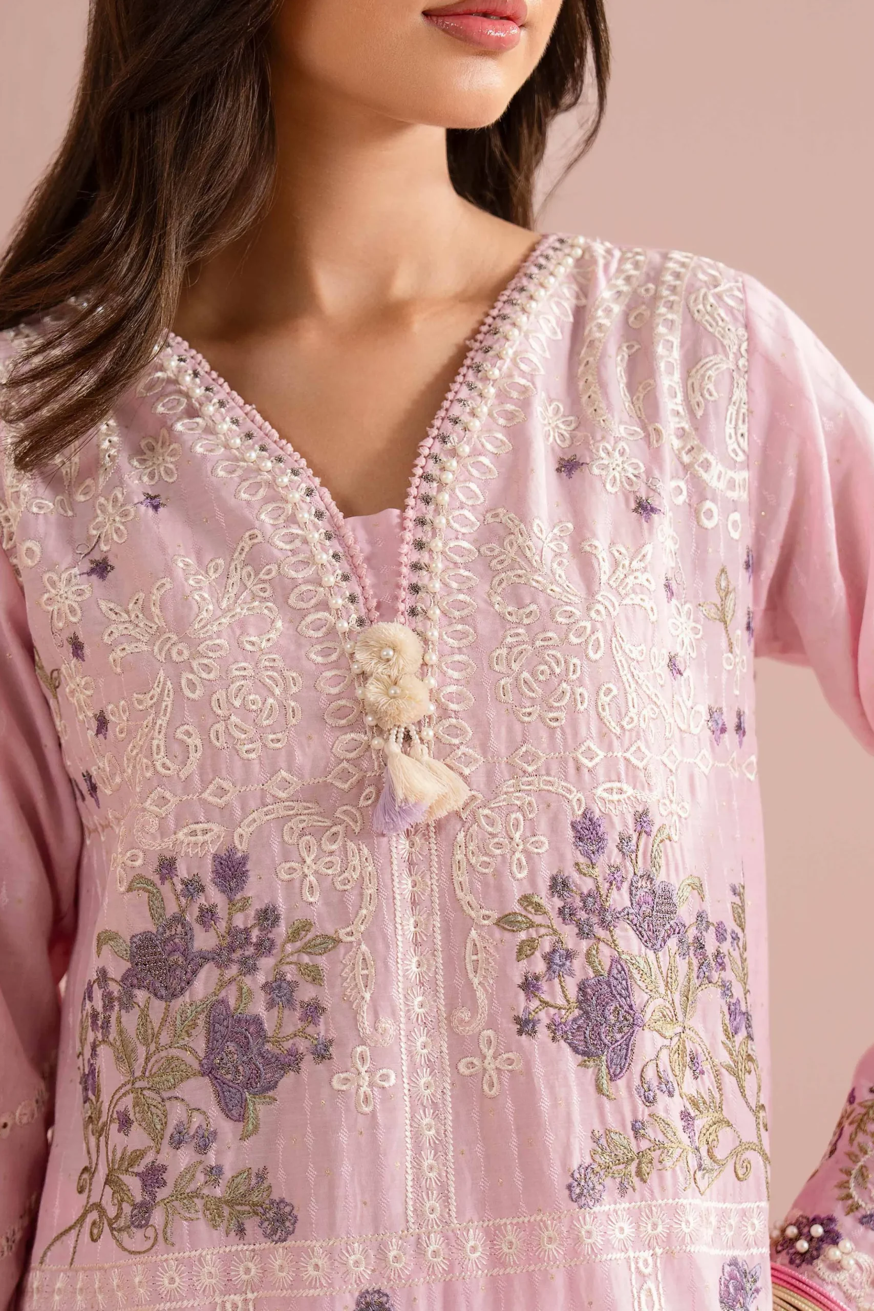 3 Piece - Printed Embroidered Suit - PE26-116