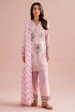 3 Piece - Printed Embroidered Suit - PE26-116