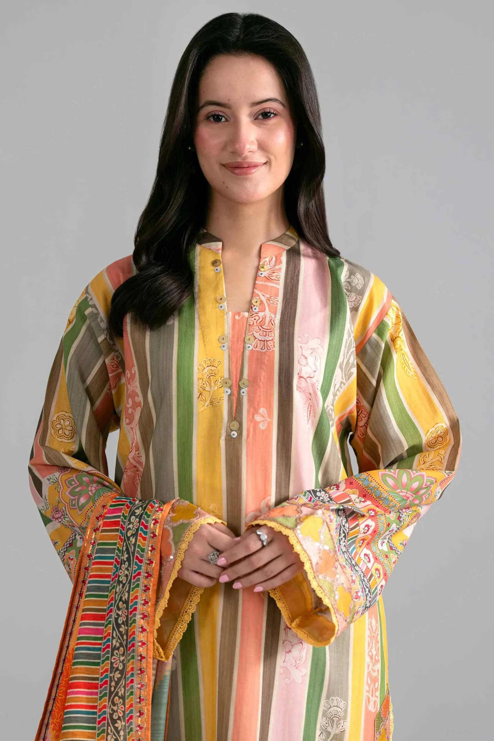 2 Piece - Printed Embroidered Suit - PE26-137