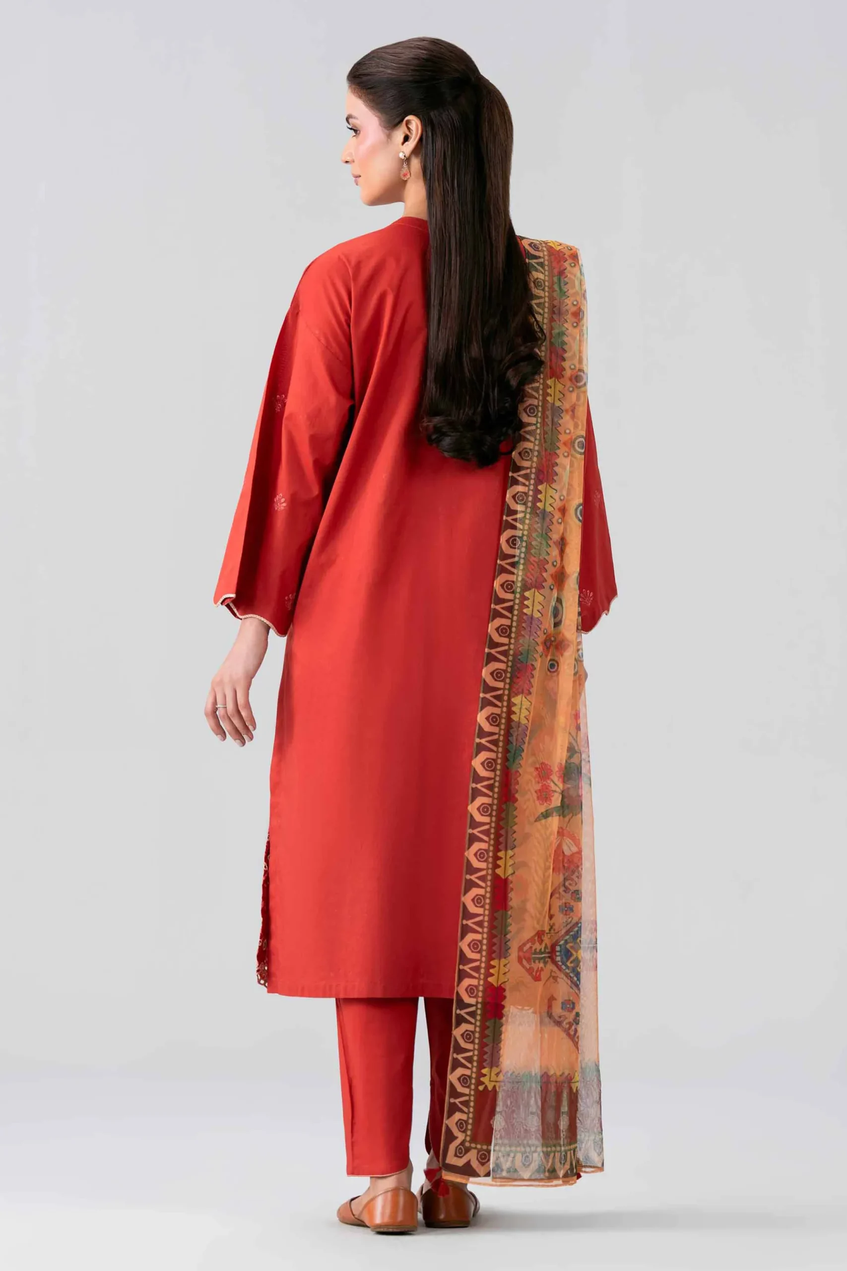 3 Piece - Printed Embroidered Suit - PE26-513