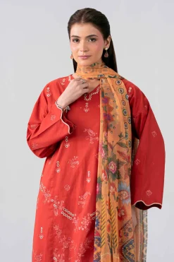 3 Piece - Printed Embroidered Suit - PE26-513