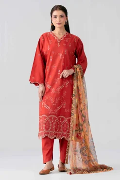 3 Piece - Printed Embroidered Suit - PE26-513
