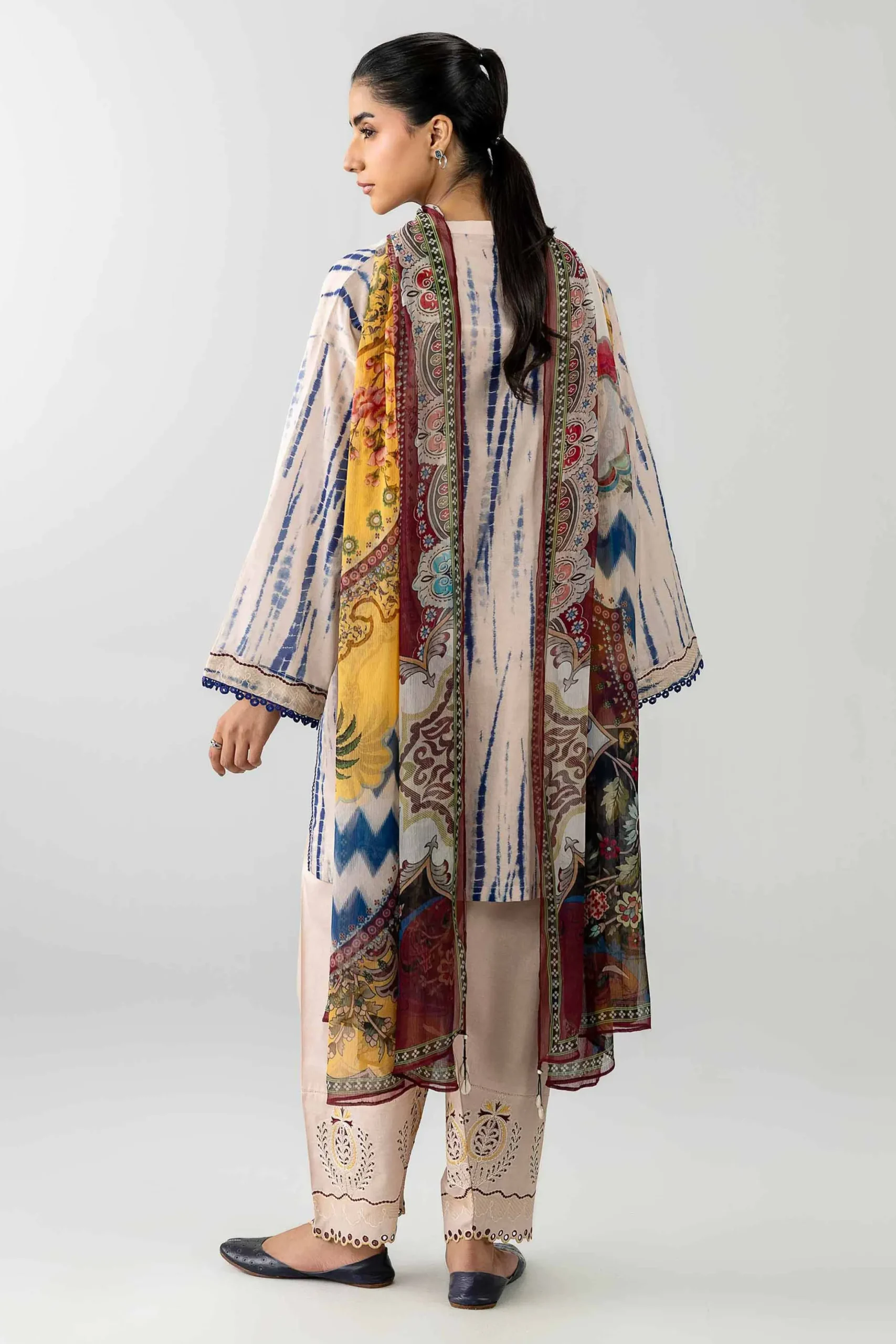 3 Piece - Printed Embroidered Suit - PE26-521