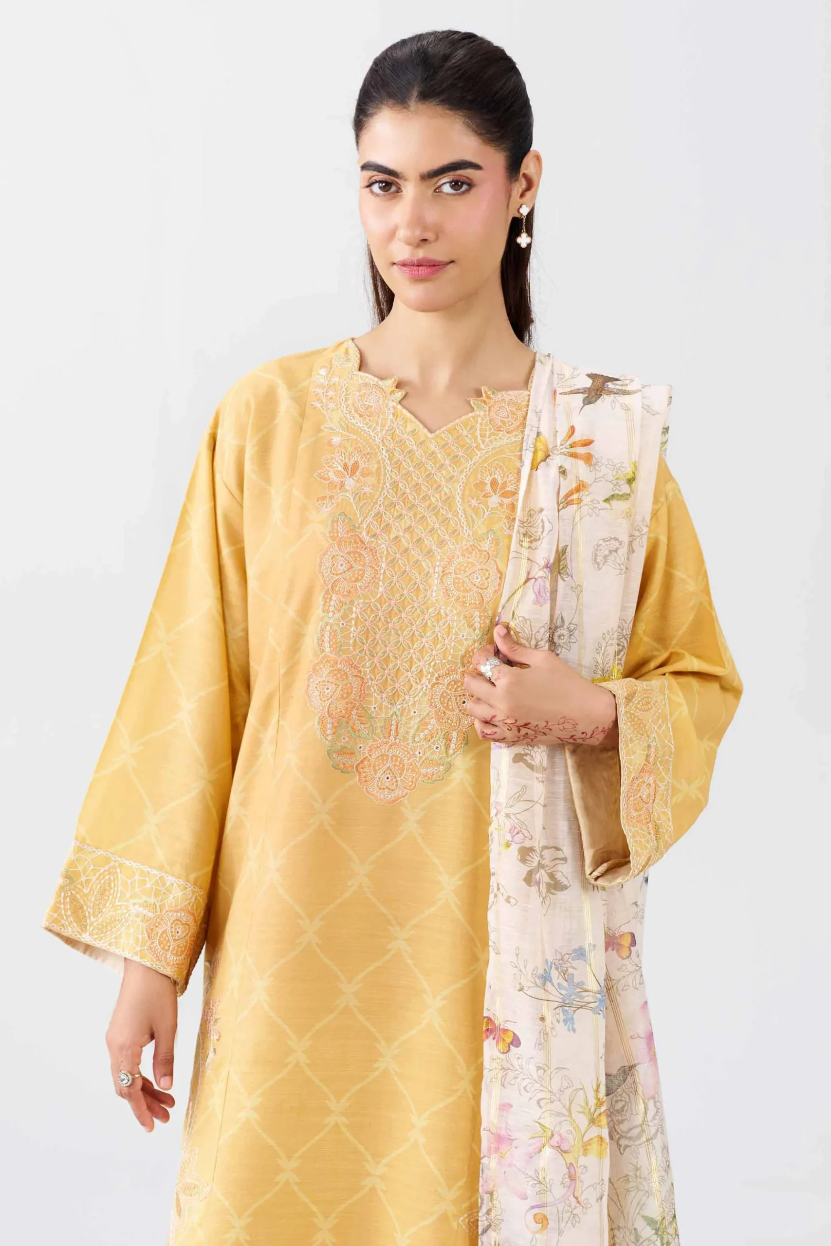 3 Piece - Printed Embroidered Suit - PE26-522